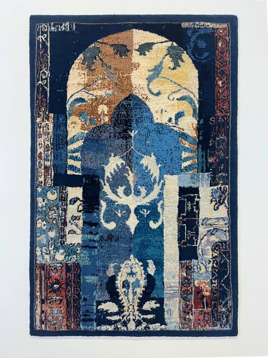 ferdose3 Handwoven wool rug from Ferdose by Seyed Alavi, reimagining the form of a traditional Persian prayer rug through contemporary design and symbolism.