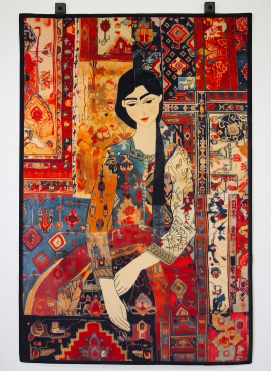 Textile piece Layla by Seyed Alavi, a fine inkjet-printed rug blending poetry, beauty, and digital craftsmanship inspired by Persian romantic traditions.