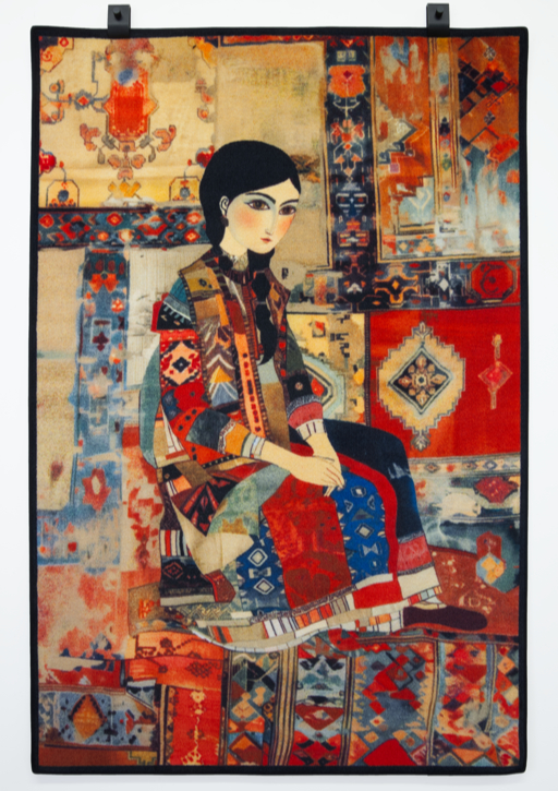 Textile piece Layla by Seyed Alavi, a fine inkjet-printed rug blending poetry, beauty, and digital craftsmanship inspired by Persian romantic traditions.