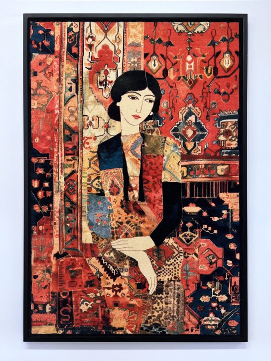 Textile piece Layla by Seyed Alavi, a fine inkjet-printed rug blending poetry, beauty, and digital craftsmanship inspired by Persian romantic traditions.