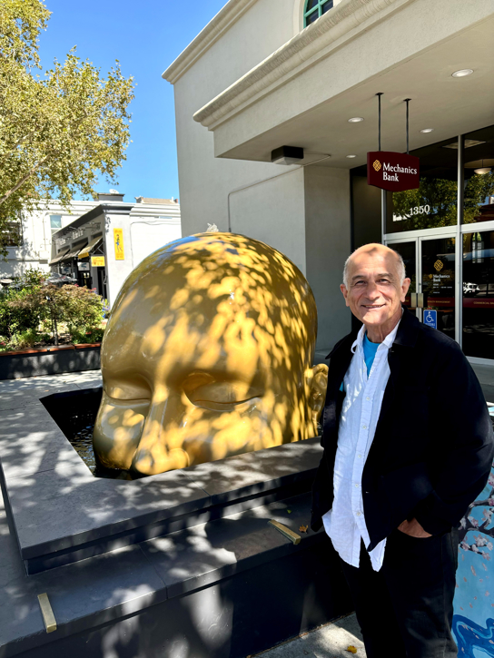 Public art installation Fountain Head by Seyed Alavi, featuring flowing water elements that explore ideas of renewal, knowledge, and the cyclical nature of thought.